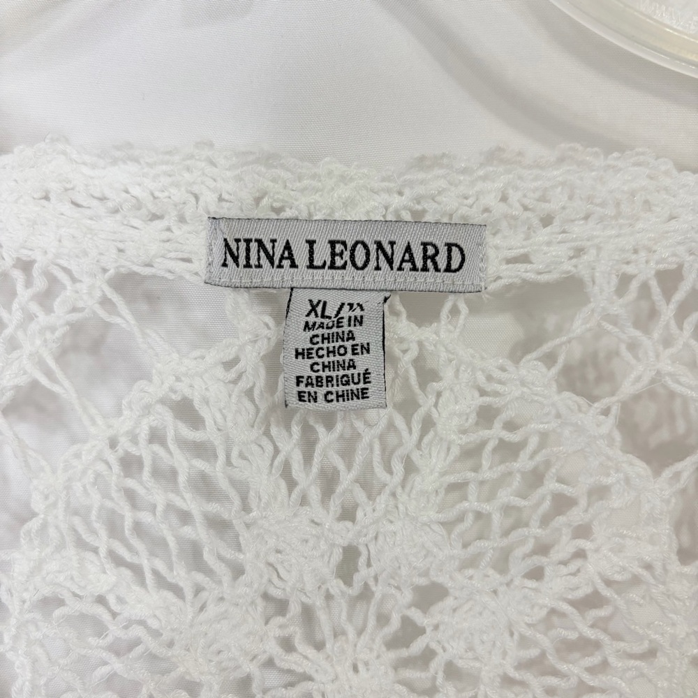 Nina Leonard Fairy Crochet Lace Kimono XL White Open Knit Cottage Coastal Boho - Picture 8 of 10